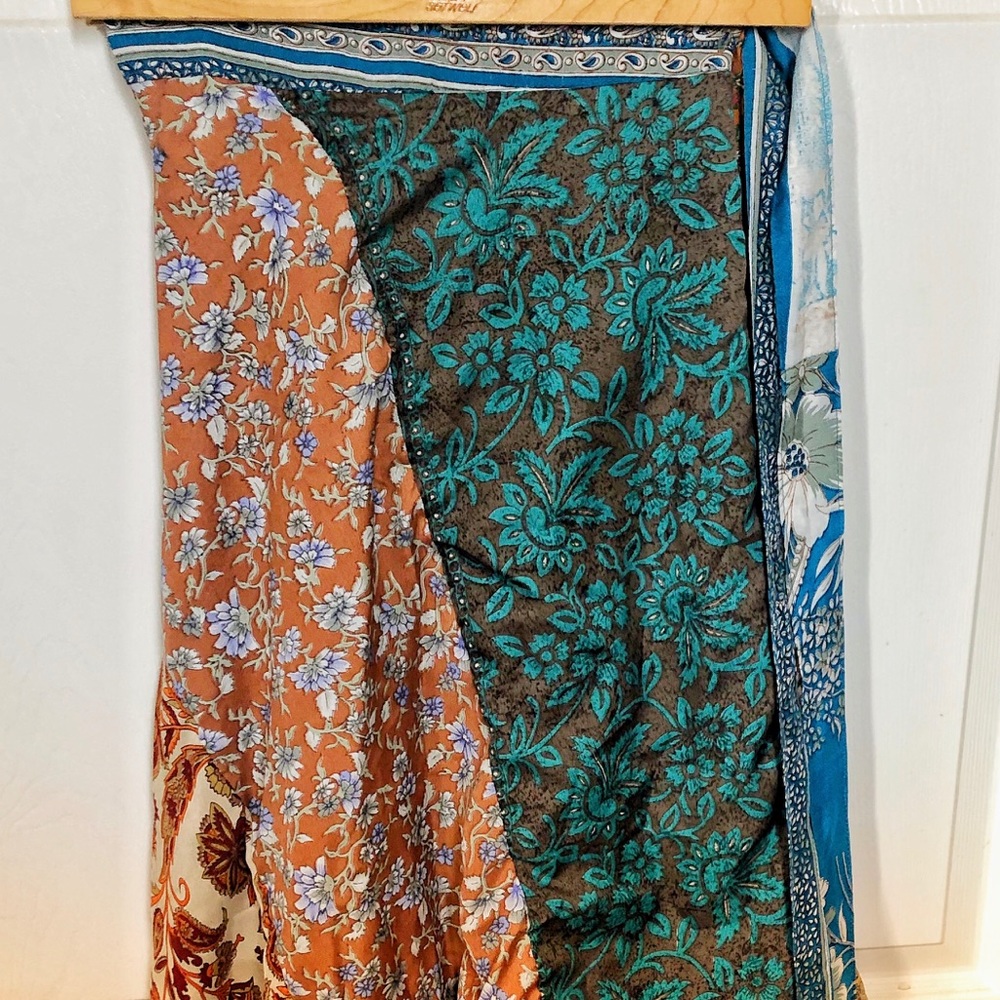 Boho Hippie multi colored REVERSIBLE wrap skirt